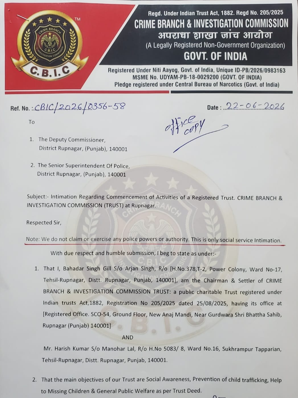 Registration Act Documents 